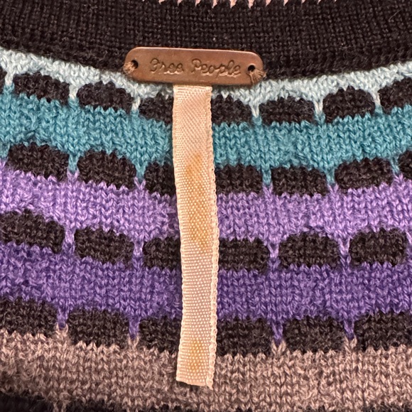 Free People Knit Striped Mini Dress, Size M, Color Black/Purple/Gray/Blue/Teal - Picture 2 of 10